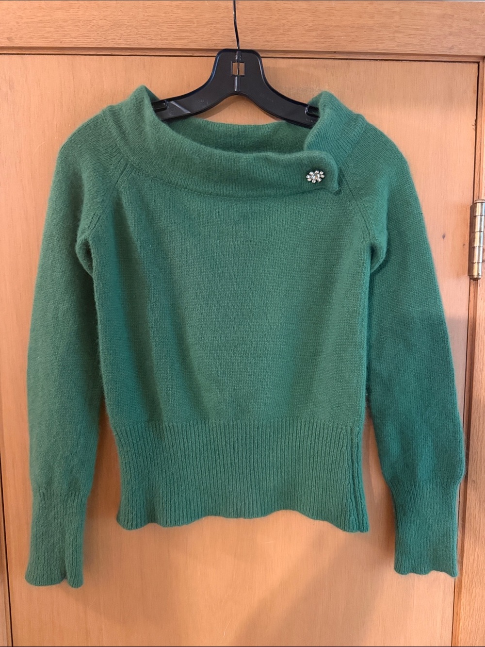 Delia’s Women's Vintage Knit Sweater Retro Mod Decorative Pin Angora Green Small